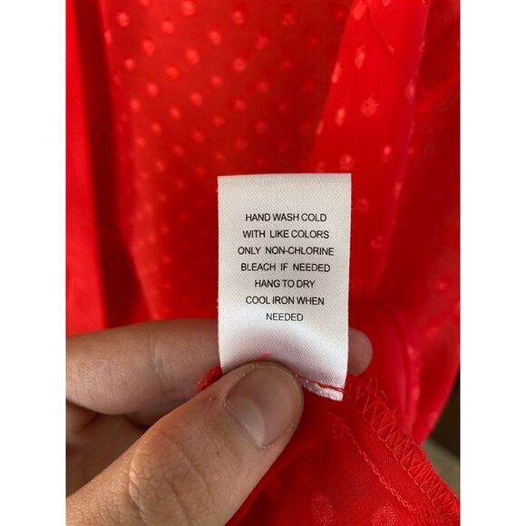 Daniel Rainn Womens Red Sleeveless Sheer Tie Neck Polka Dot Blouse Size M - Picture 5 of 7